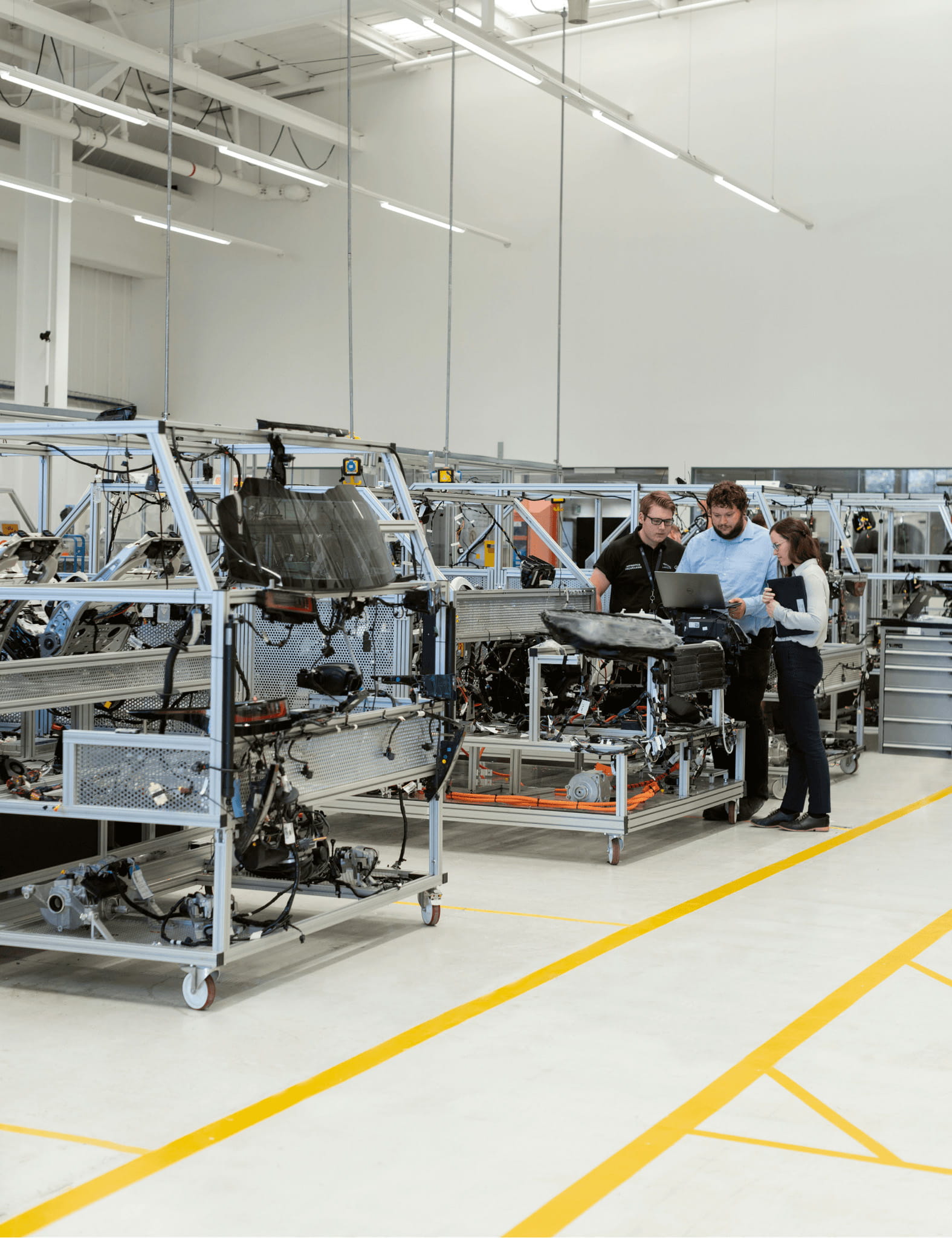 Modern manufacturing facility monitored with AI-powered computer vision systems